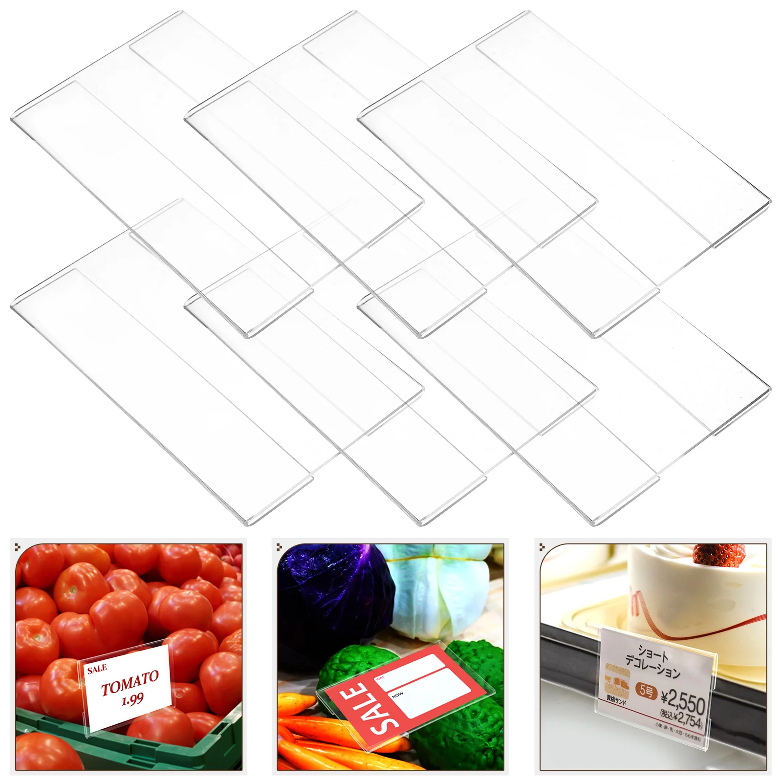 

Shelf Tag Label Flat Sticker Price Display Plate Wall-mounted Commodity 6pcs Packaged Wear-resistant Sign Stand