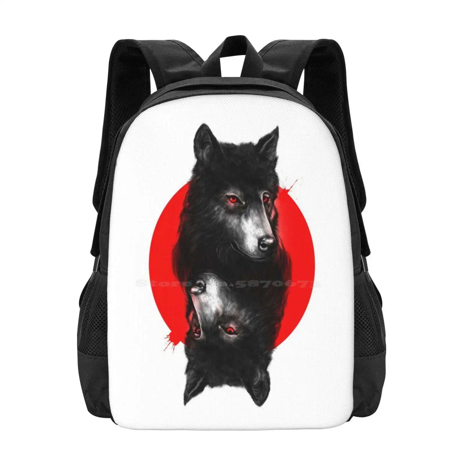 

Рюкзак для ноутбука Duality, модный дорожный школьный ранец с рисунком волка, животного, природы, красной Луны, с уникальными крутыми иллюзиями