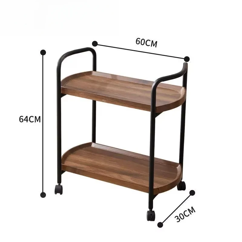Hotel Delivery Cart, Double-Layer Wooden Beverage Cart, Tea and Snack Cake Trolley Mobile Serving Cart for Food Drinks
