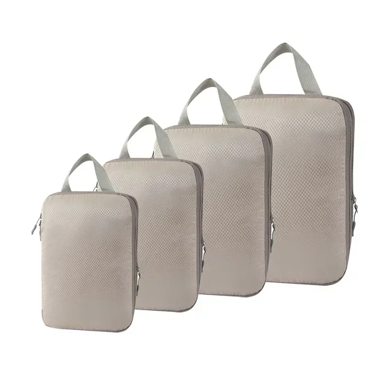 4-Piece Travel Compression Packing Cube Set - Portable Waterproof Luggage and Clothes Organizers