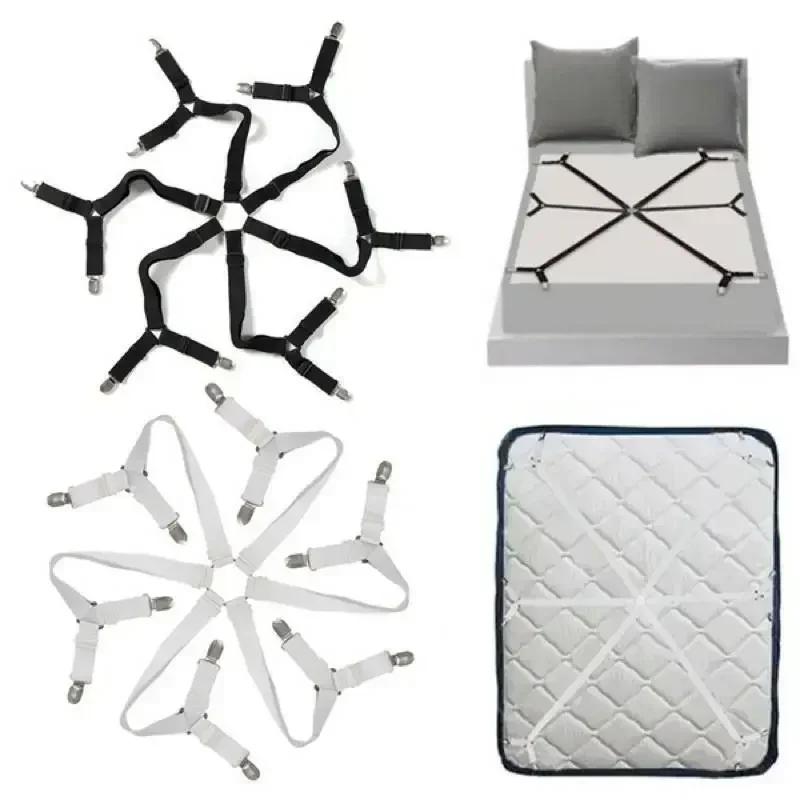 4 Pcs Triangle Bed Sheet Holders Fitted Sheet Clips Adjustable Sheet Suspenders Mattress Gripper Clips for Bed Mattress Cover