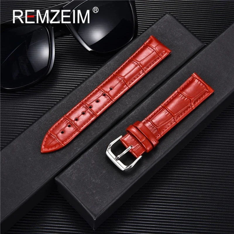 Premium Genuine Leather Watch Band Strap with Steel Pin Buckle and Tool Included