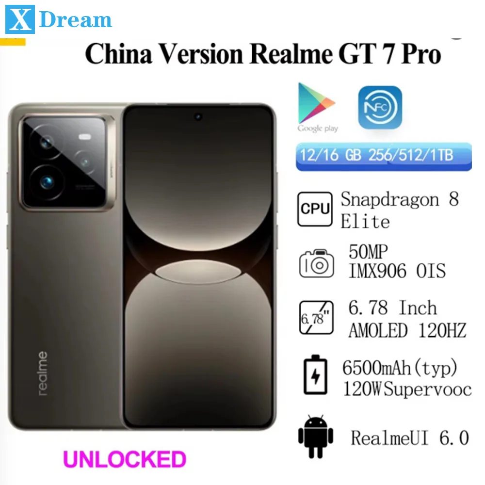 New Original Realme GT 7 Pro 6500mAh 120W Supervooc Snapdragon 8