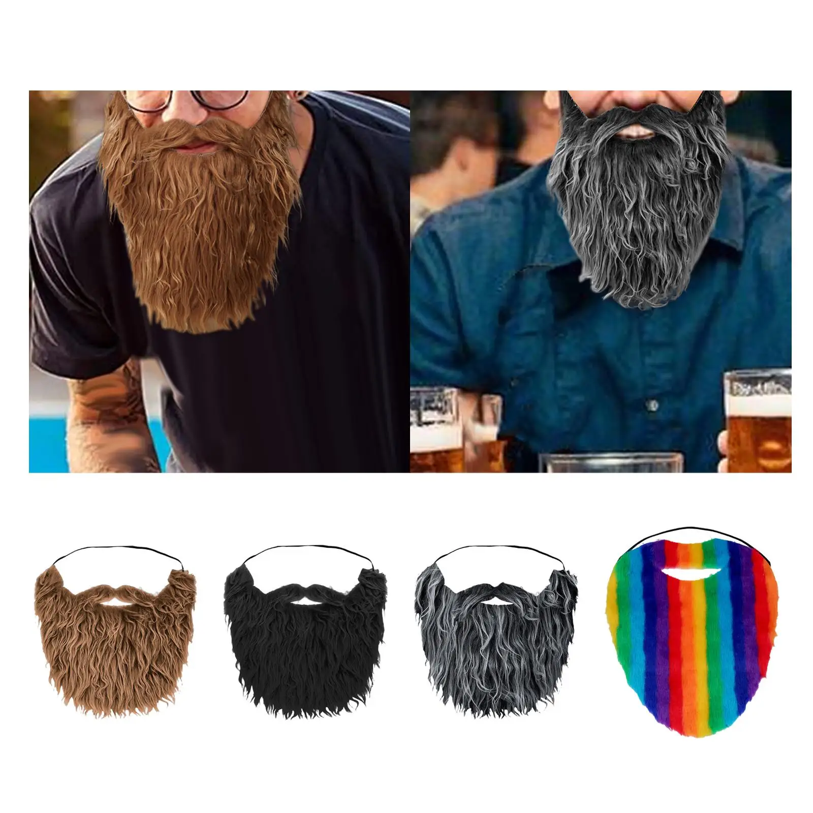 Halloween Beard Funny Facial Supplies Multipurpose False Whiskers Fake Beards for Adults and Teens Male Men Party Makeup