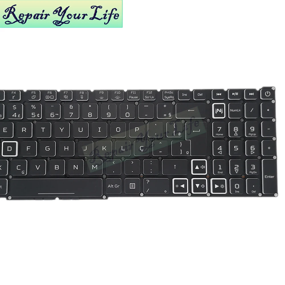 Teclado Retroiluminado para Acer Nitro be Azerty Pt-br Ita Rgb An51754 An51741 An515-45 Helios 300 Ph315-54 Lg05p N16b3l - Imagem 2