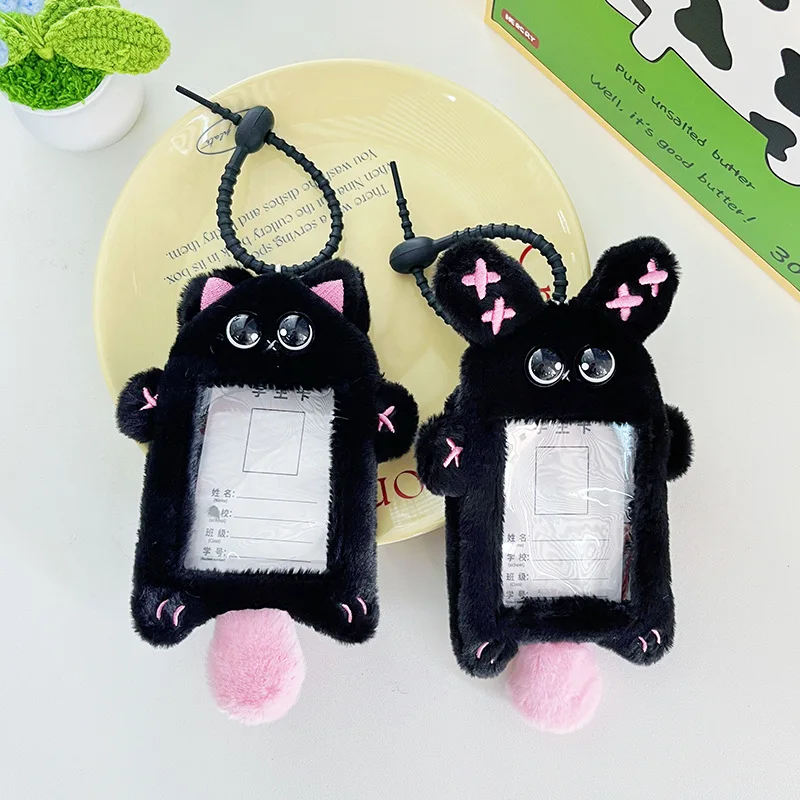 Cute Cartoon Characters Plush Kpop Album Card Holder Bus Card Bank ID Card Protective Display Sleeves Students Bag Pendant Gift 3