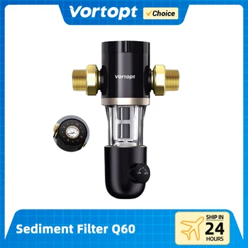 Vortopt เครื่องกรองน้ําทั้งบ้าน-Spin Down Sediment Filter,ระบบย้อนกลับอัตโนมัติ,แปรงทําความสะอาดที่ได้รับการอัพเกรด,การกรอง 40μm 1