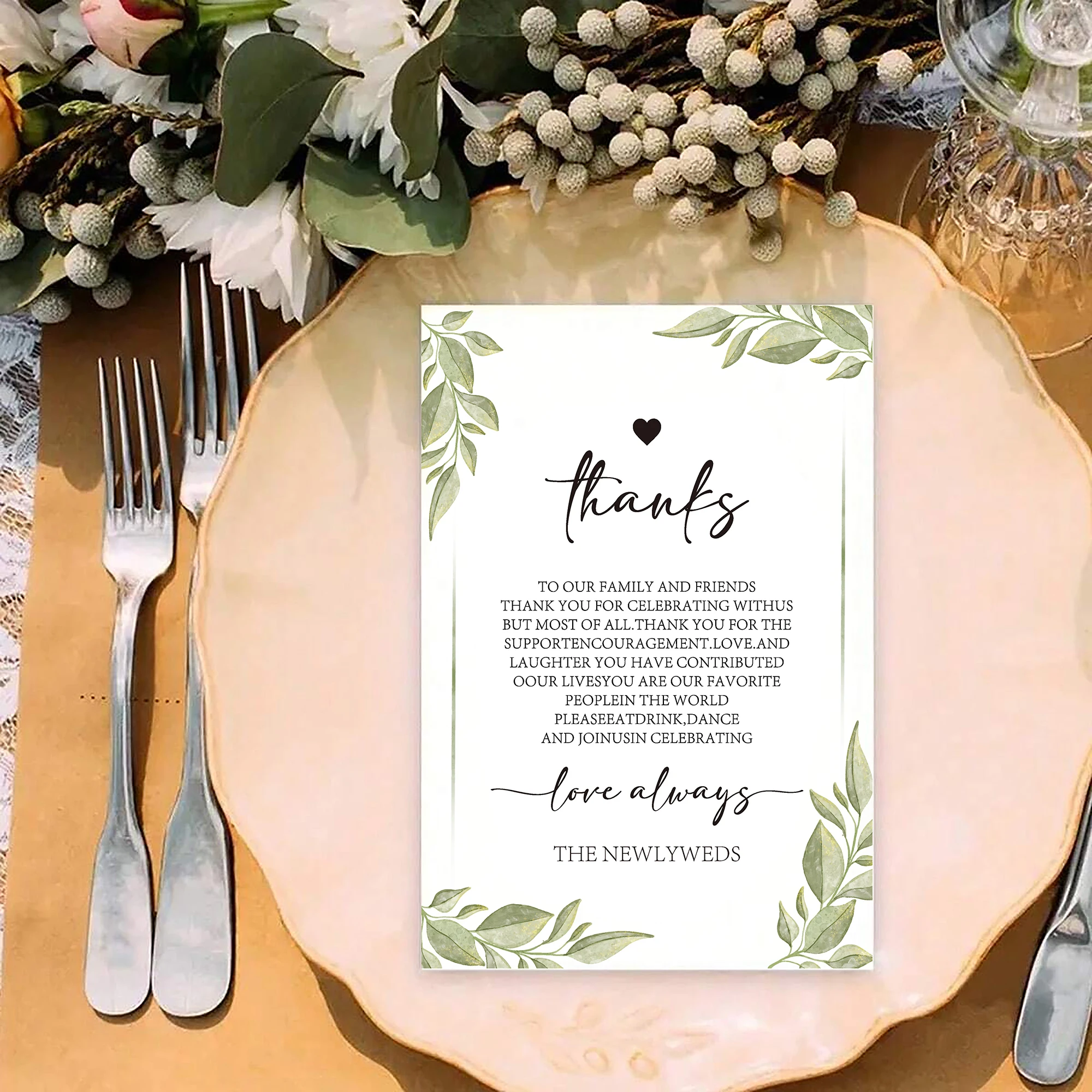 Personalized Wedding Banquet Table Thank You Card, Table Decorations, Reception, Bridal Shower Thank You Cards, Welcome Cards