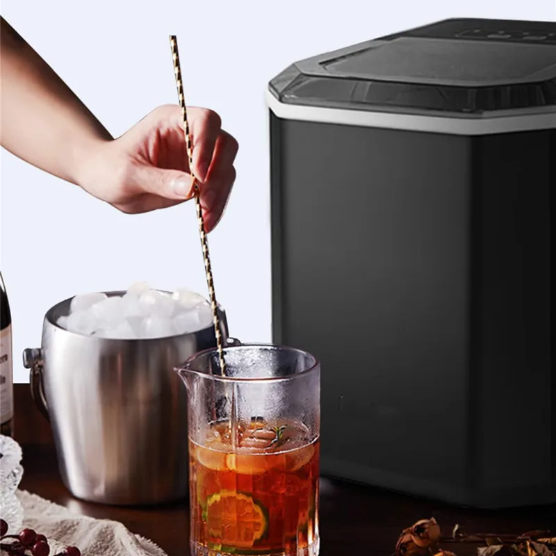 Ice Maker Outdoor 15KG Home Small Dormitory Student Intelligent Mini Full-Automatic Low-Power Ice Maker Household White And blac