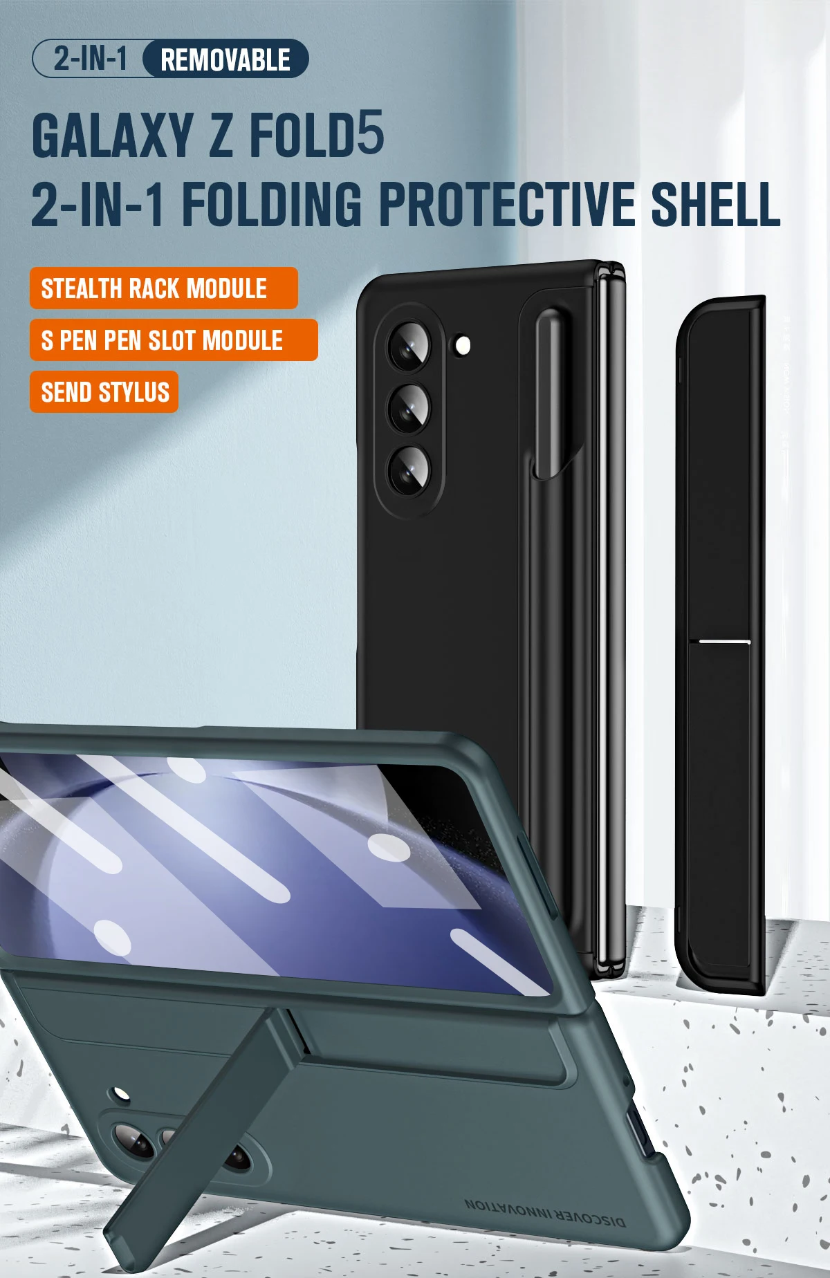 Phone Case For Samsung Galaxy Z Fold With Pen Holder And Stand_voghion.com