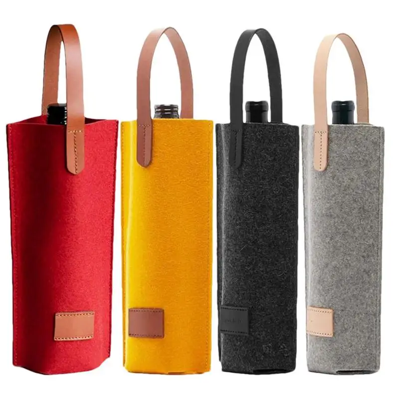 Wine Bag Felt Party Wrapping Large Capacity Waterproof Wine Bag Gift Pouch Reusable Bottle Carrier Bag Champagne Drink storage braided tray nordic love fruit storage plate handmade water swimming pool drink cup stand float party beverage mat outdoor toy