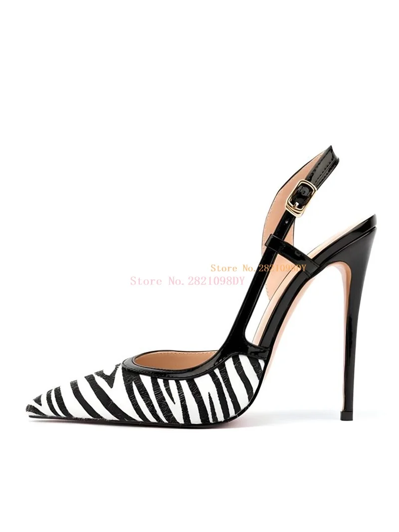 

The Zebra Stiletto High Heel Pumps Shoes for Women Pointy Toe Stiletto Heeled Slip On Formal Dress Shoes