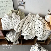 Autumn Sets Children's Double Sided Velvet Suit Boys Fleece Pajamas Pants 2Pcs Girls Fashion Warm Outfits kids Casual Clothes