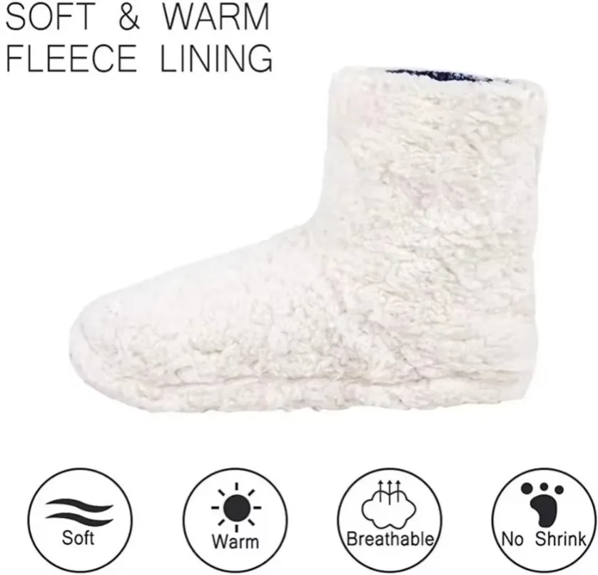 Slippers Womens Home House Winter Gift Elk Fur Plush Grip Sole Indoor Shoes Boots Men