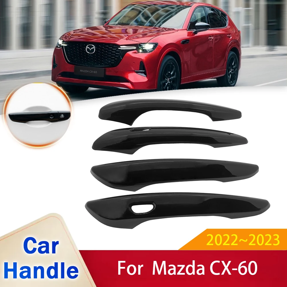 

Gloss Black Carbon Fiber Chrome Door Handle Cover Sticker for Mazda CX60 CX 60 CX-60 KH 2022 2023 Car External Style Accessories