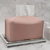 Tissue Box Cover Refined Leather Foldable Tissue Box Holder - Decorative Holder/Organizer for Bathroom Vanity Countertop 5