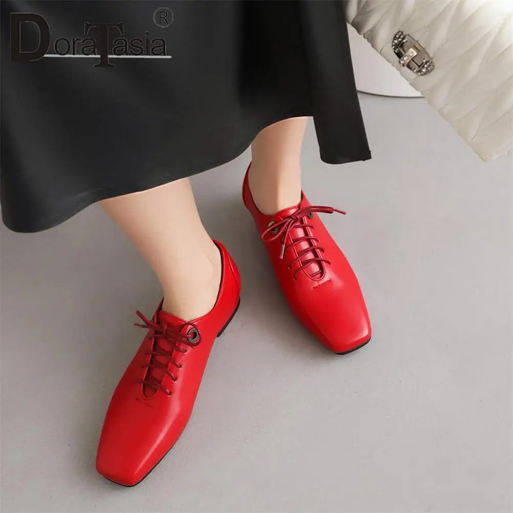 Big Size 43 Brand Design Female Square Toe Pumps Fashion Solid Lace-up Chunky Heel women's Pumps Casual Office Woman Shoes