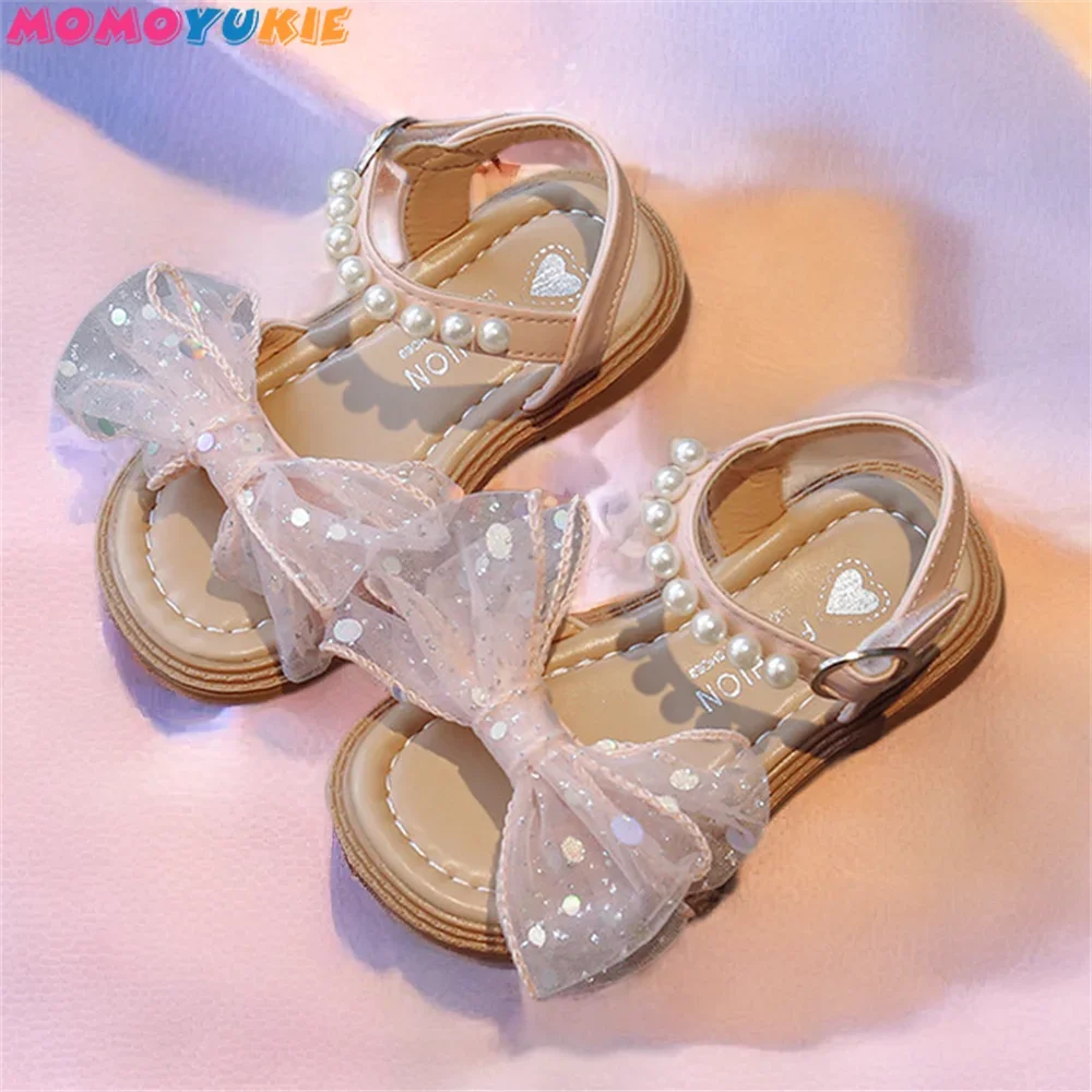 

Children Fashion Princess Soft Bottom Anti-slippery Kids Beach Sandals Girl's Sandals Summer New Pearl Lace Bowknot Versatile