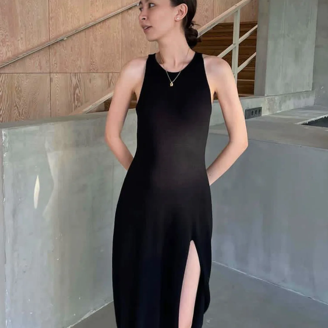 Summer New Sleelvess Slim Bodycon Dress Women Casual High Split Out Solid Holiday Beach Sundress White Tank Dresses 2025