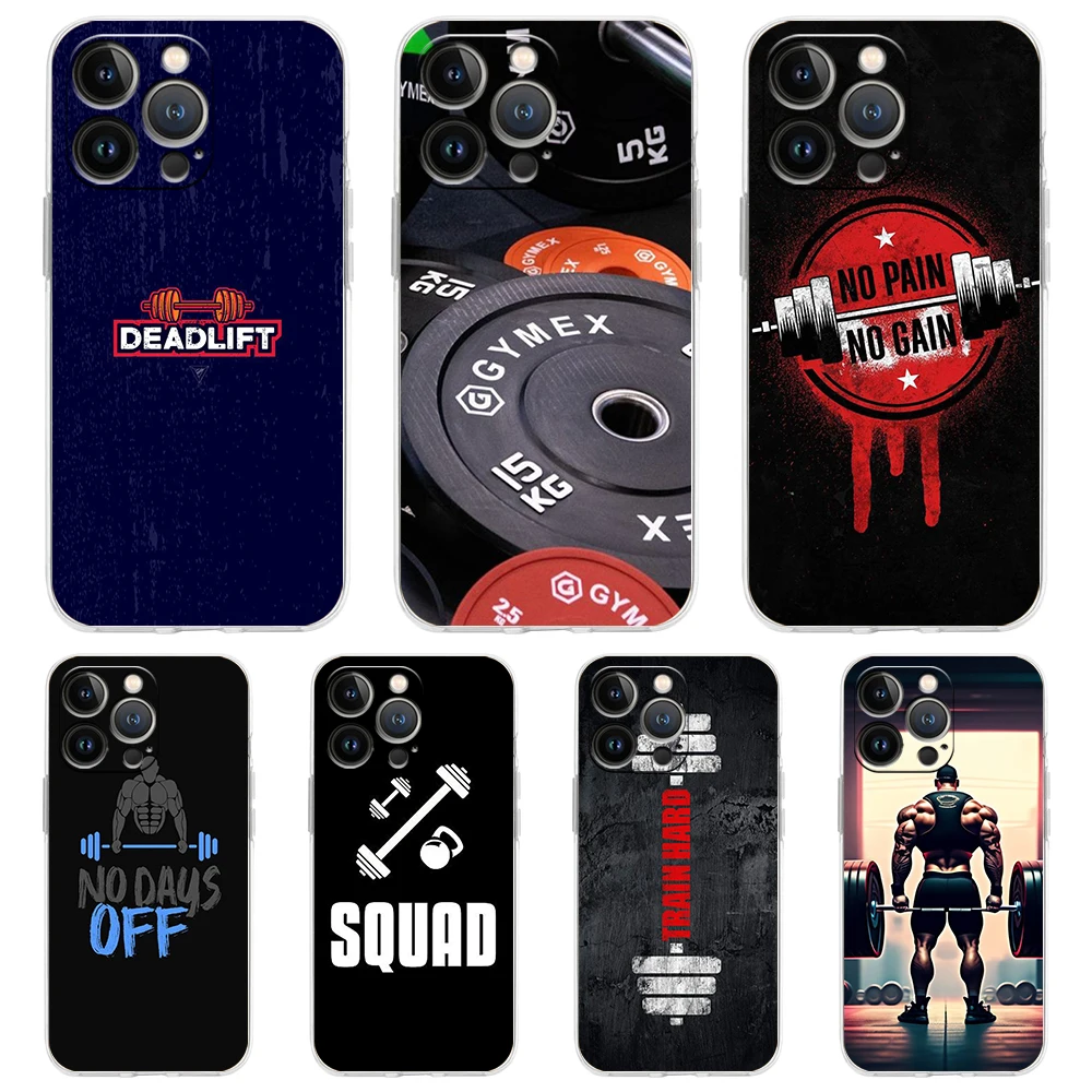 Barbell Deadlift Fitness Handyhülle für iPhone 16 15 14 13 12 Pro Max Transparent Weich für iPhone 11 Pro Max 7 8 Plus XS XR Taschen