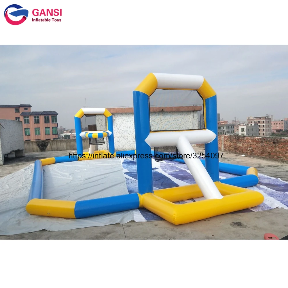 Sports Inflatable Football Pitch Arena Court Floating on Water Inflatable Basketball Filed kids toys hover soccer set floating football bumper kids summer sports for boys gift for kids toys football