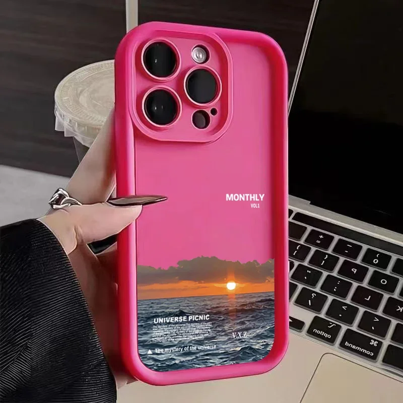 thumbnail image 1 of Funda de silicona de lujo Sunrise At Sea para iPhone 15 16 14 13 12 11 Pro Max Plus X XR XS Max 7 8 Plus SE 2020 2022 Funda a prueba de golpes, 1 of 5