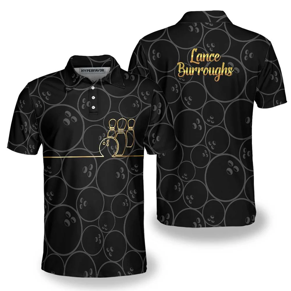 Bowling American Flag Polo Shirt For Men's New Short Sleeve Casual Stretch T-shirts Quick Drying Breathable Sports Clothing