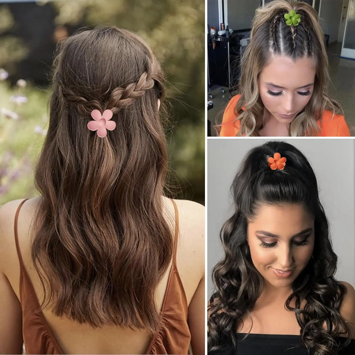 6/12 Pack Small Flower Hair Clips: Non-Slip Matte Clips for Women’s Thin & Medium Hair - Image 6