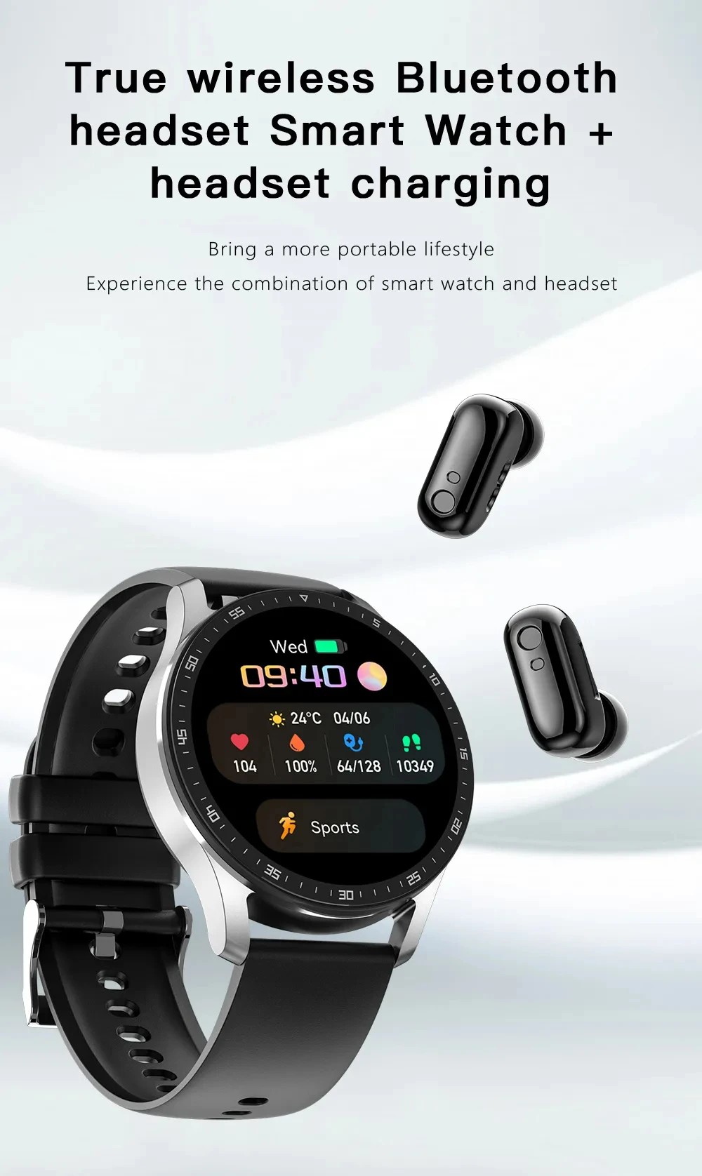 2023New X7 2-in-1 Wireless Bluetooth Dual Earphone Call/Health Blood Pressure/Sports Music Smart Watch™-Choice Paradise