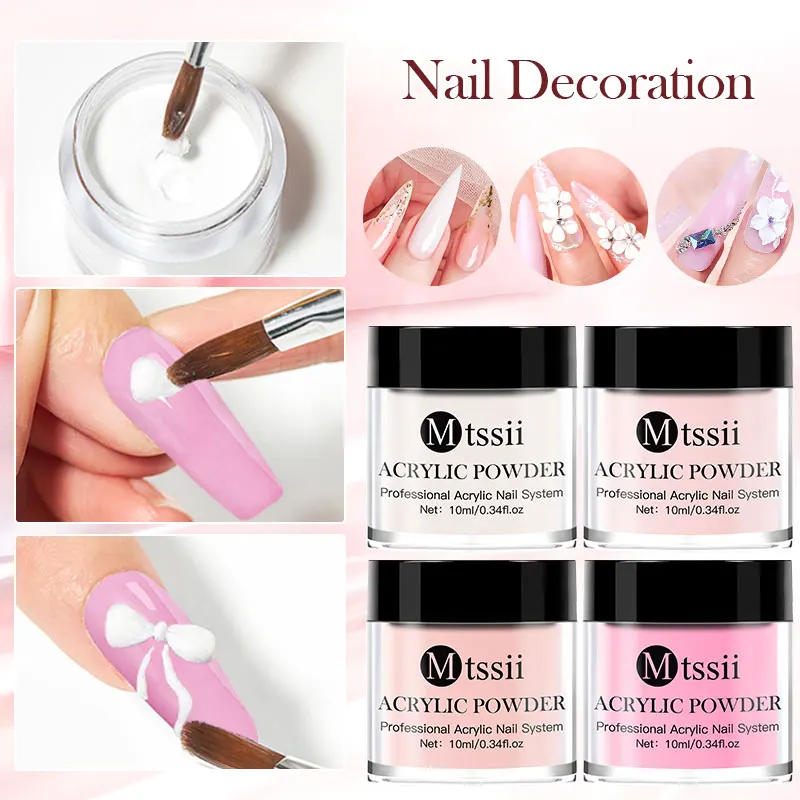 MTSSII Acrylic Powder 10g White Pink Acrylic Nail Professional Polymer For French Nail Extension No Need Lamp Cure nail powder acrylic nail powder
