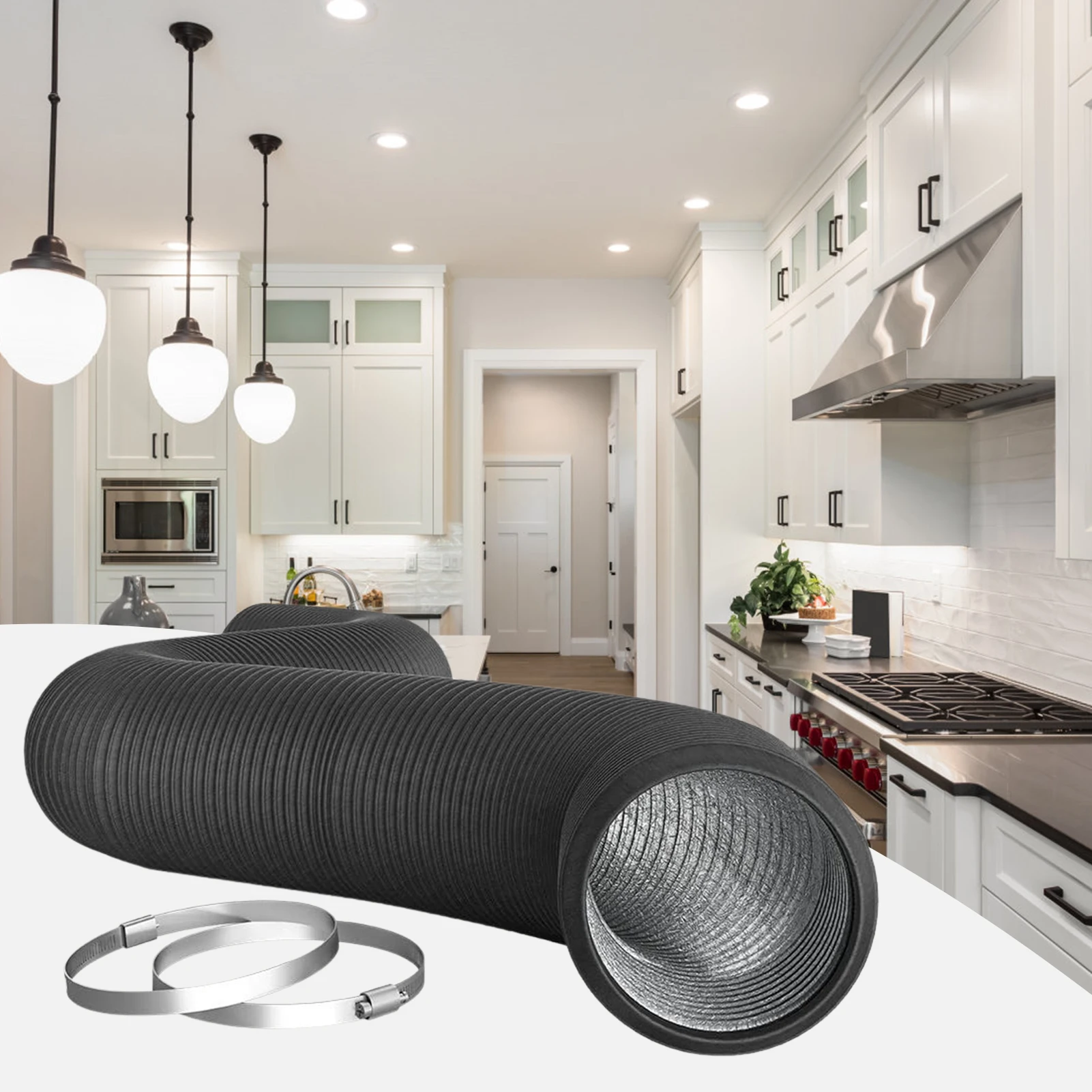 Dryer Vent Hose ventilation hose 4/6 Inch Ducting Vent Hose Kitchen Flexible Exhaust Inline Fan Hoses Ventilation Air Tupe Part