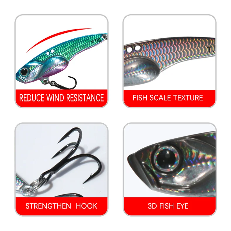 Qualität VIB Angelköder Jig 3,5-14 g künstliche Klinge Metall sinkender Spinner Vibrationsköder Swimbait Pesca für Barsch Hecht Barsch – Detail 5