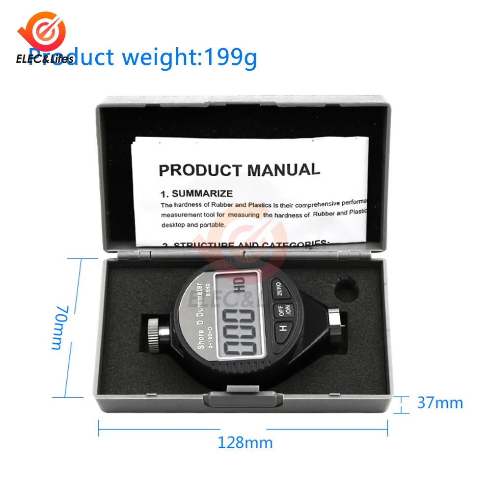 0-100 HA HD HC Digital Shore Durometer Sclerometer Rubber Hardness Tester Meter Paragraph Built-in Battery hardness tester