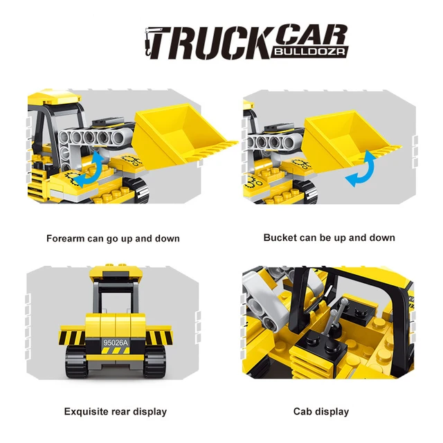 중장비 블록 세트로 도시 건설