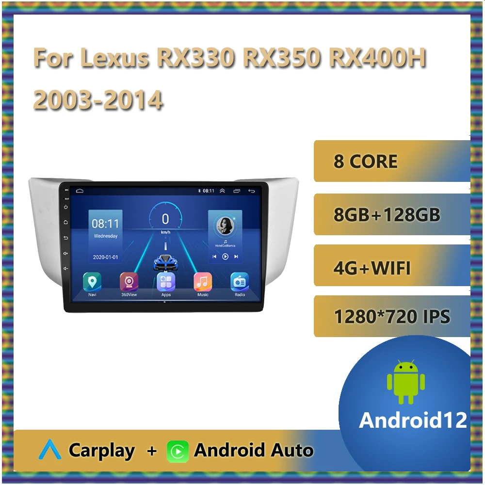 

Автомагнитола на Android для Lexus RX330, RX350, RX400H, 2003-2014, мультимедийный видеоплеер с GPS-навигацией, DSP, автостерео, Wi-Fi, 4G, BT, USB