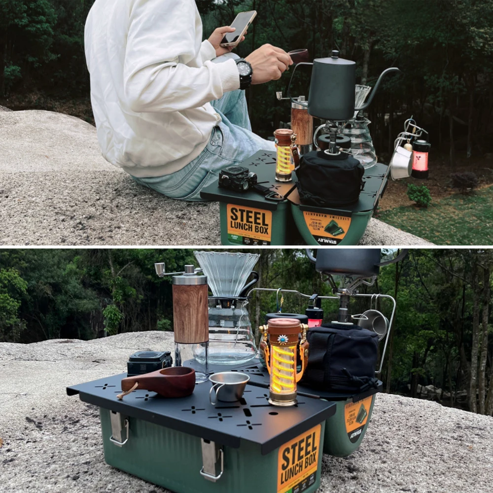 Folding Table Board Plate Heavy Duty Table Board Portable Mini Shelf Aluminum Alloy for Stanley Lunch Box 9.4L Camping Gear