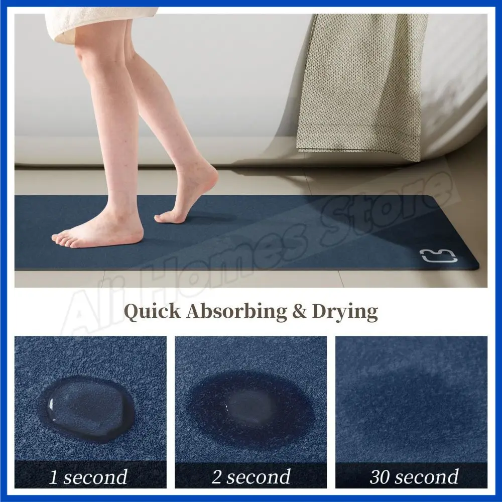 Absorbent Bathroom Mat Diatomite Stone Bath Mat Rug Super Absorbent Non Slip 3.5MM Thickness Bathroom Floor Bathtub