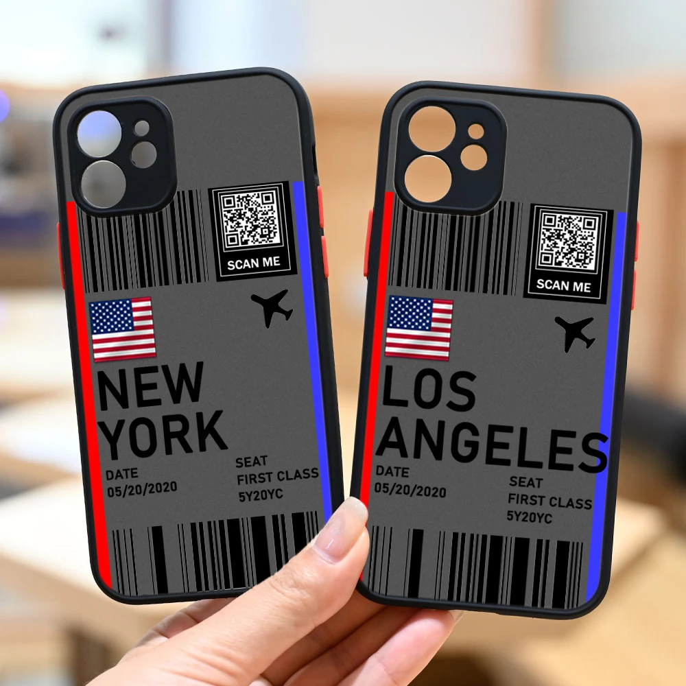 iphone 13 mini slim case New York LA Plane Ticket City Paris Tokyo London Rome Transparent Phone Case For iPhone 13 12 8 7 Plus X XR Mini 11 Pro XS MAX iphone 13 mini case clear