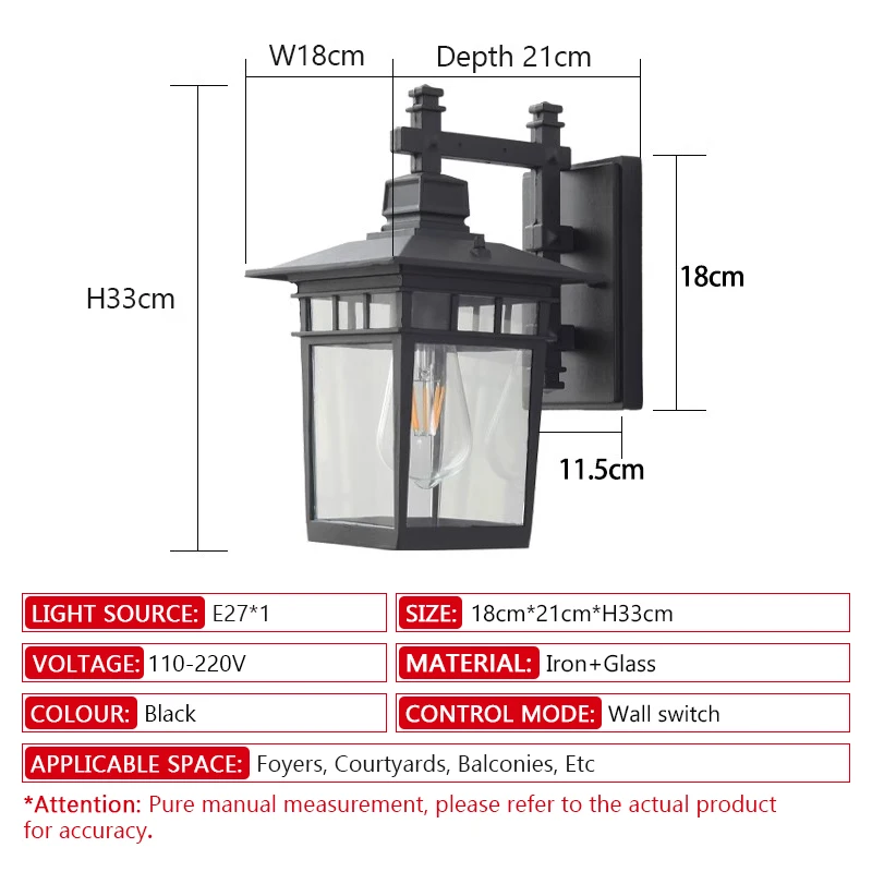 LED outdoor waterproof wall lamp iron painted garden balcony corridor wall lamp minimalist decorative AC110-220V