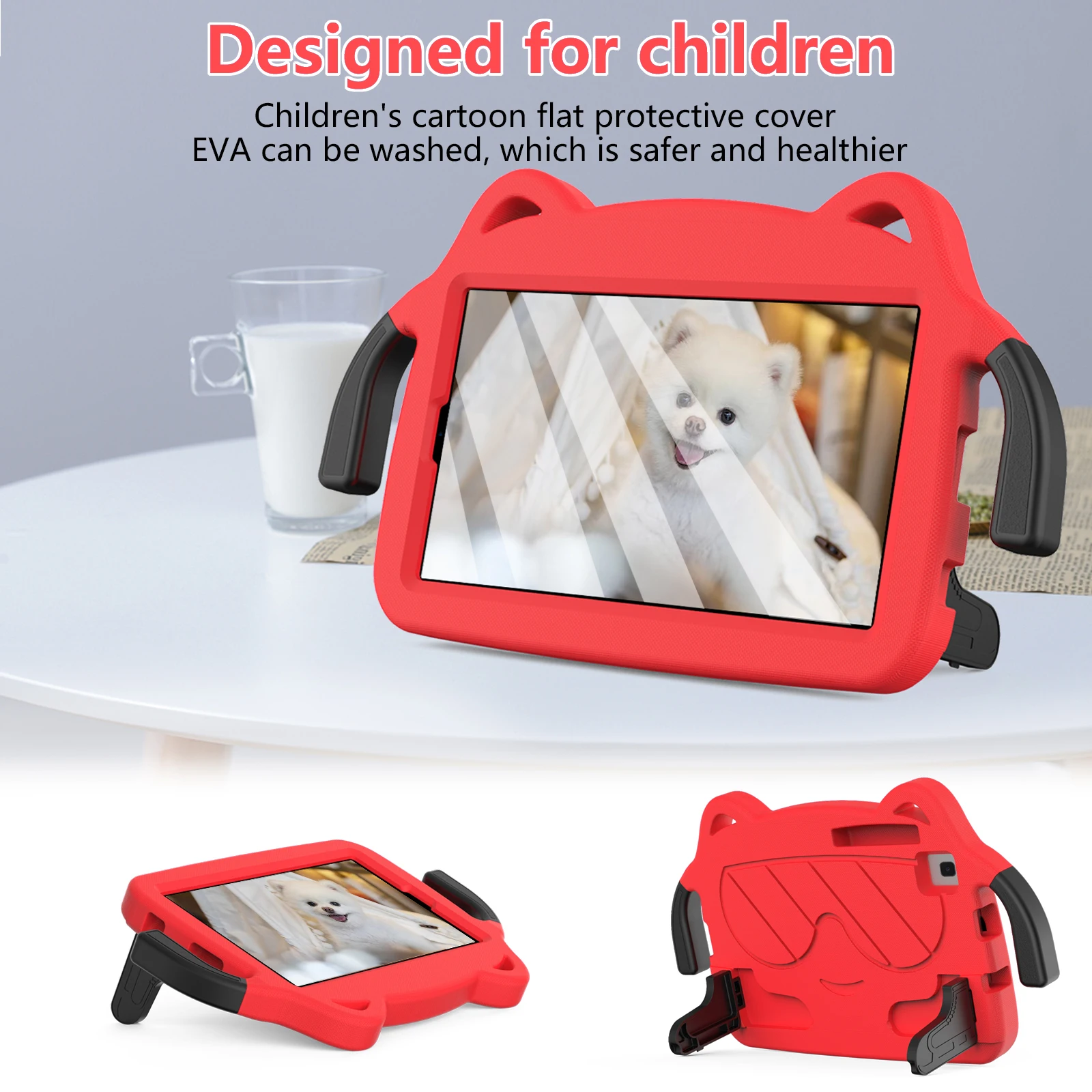 Rugged EVA Handle Stand Cover for Tablets - Kid-Safe Protective Case