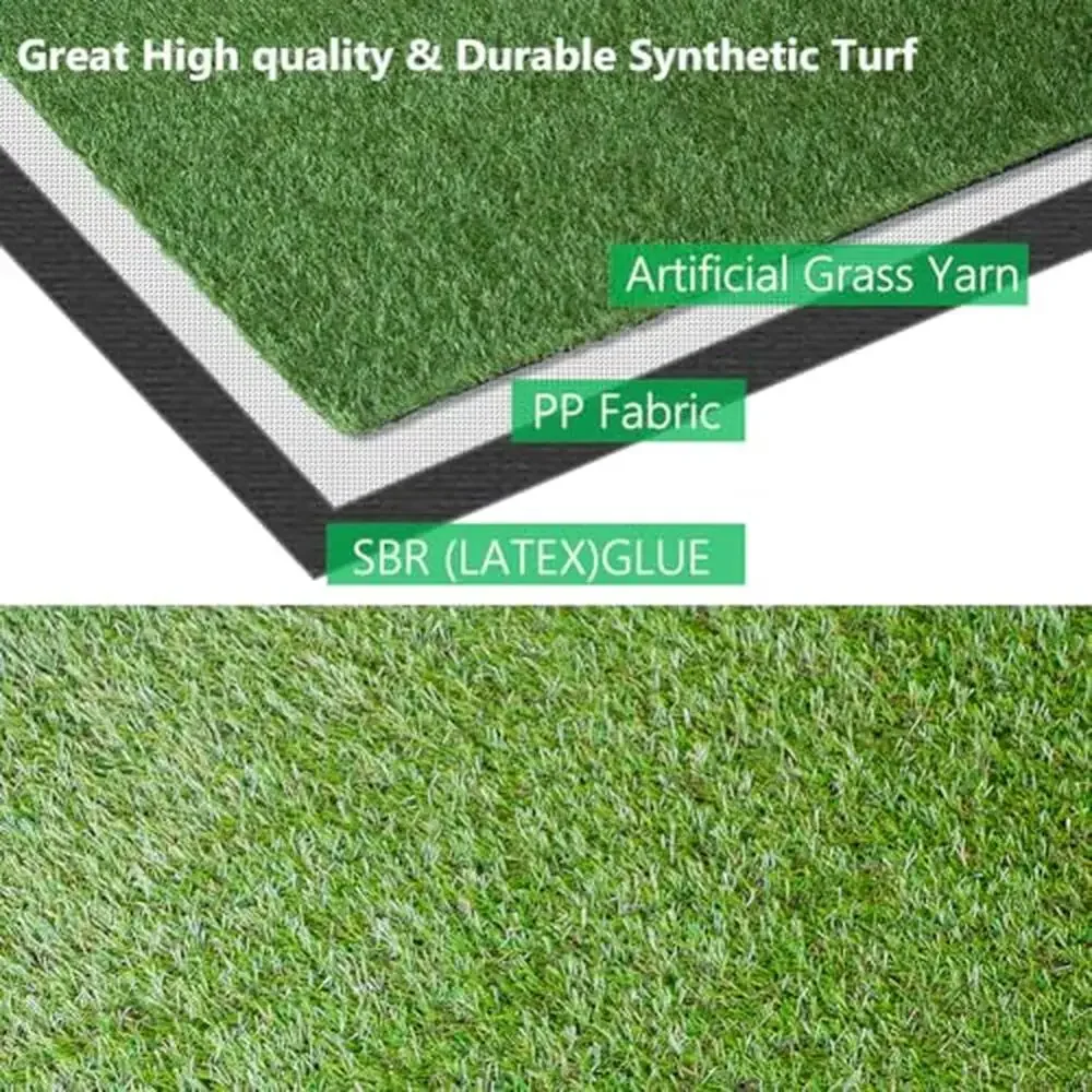 Artificial Grass Rug 0.8 Inch Pile Height 4FTx10FT Indoor Outdoor Fake Grass Carpet with Drainage Holes Fake Mats Turf Mat