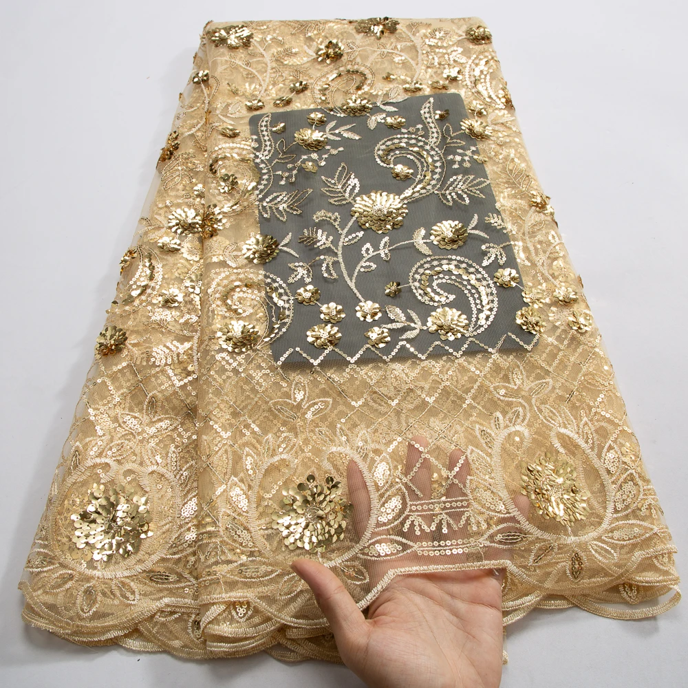 قماش دانتيل مطرز شبكي أفريقي للنساء ، شبكة تول نيج...