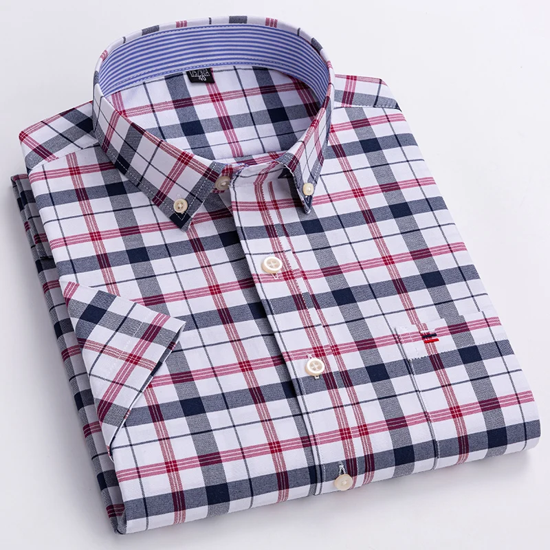 Description Picture 6 of itemPlaid Shirt 100% Cotton Shirts for Men Oxford Shirt Quality Oversized Long Sleeve Slim Fit Tops Clothing Large Size