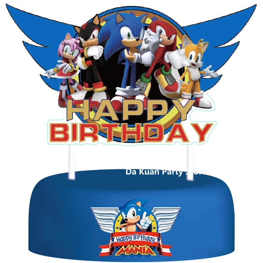 thumbnail image 1 of Decoración para fiesta de feliz cumpleaños, Sonic the Hedgehog, adorno para tarta, suministros para fiesta de baby shower, vajilla de papel de Sonic, decoración para tartas, regalo, 1 of 5
