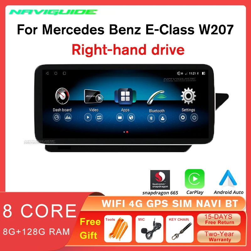 

NAVIGUIDE 10.25INCH Android 12 Car Radio For Mercedes E-Class W207 RHD 2010-2016 Multimedia Player 4G Carplay Auto Stereo GPS