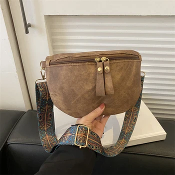 Women\'s PU Leather Waist Bags Stylish Hobo Solid Color Shoulder Satchel Luxury Designer Chest Bag Wide Strap Fashion Fanny Pack 1