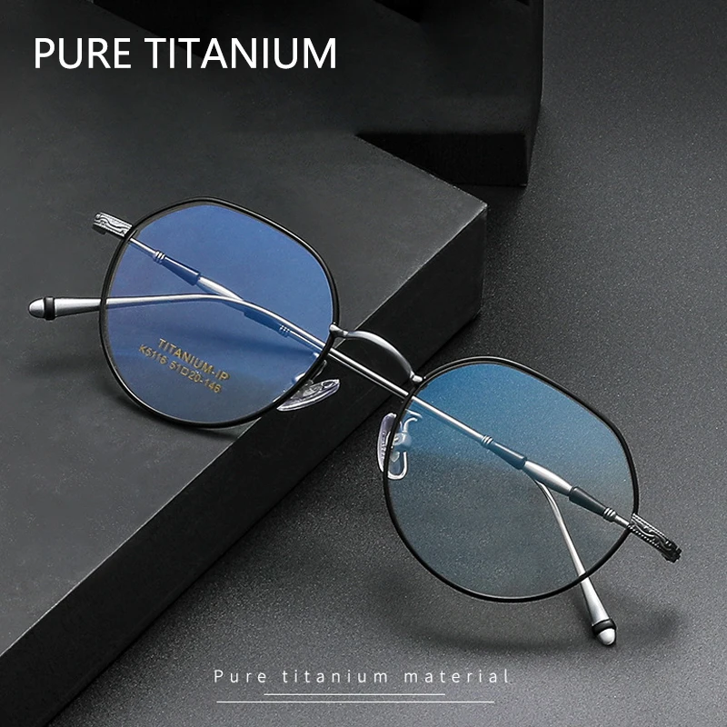 Luxury Fashion Retro Round Eyeglasses Ultra light Pure Titanium Small Size Eyewear Optical Prescription Glasses Frames Man Woman