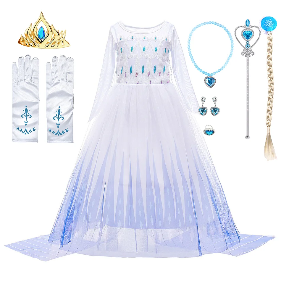 ELSA & ANNA® E316 Girls Snow Queen Princess Costume Party Outfit