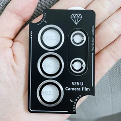Premium Camera Lens Protector Ring with Tempered Glass Cover and Easy Removal Tool - S26 Ultra (Silver)