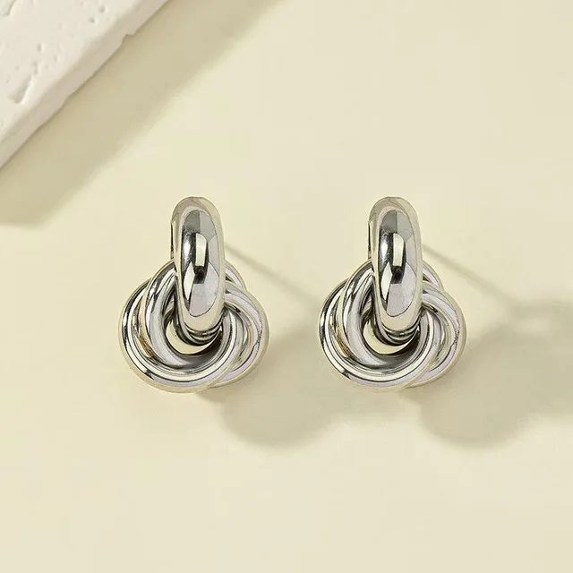 86304-3bd364.jpg Boucles d'oreilles créoles épaisses en acier inoxydable pour femmes et filles, couleur or, Double anneau, goutte géométrique épaisse, bijoux de déclaration, cadeau